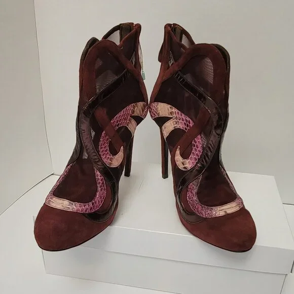 ROBERTO CAVALLI Python, Suede and Mesh Ankle Boots - Picture 4 of 14